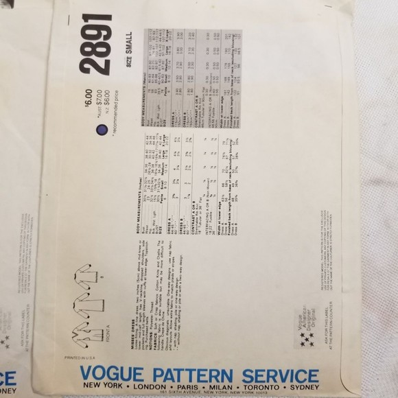 Pair of vintage Very Easy Vogue #2891 Calvin Klein patterns. Pat010 - Picture 5 of 6
